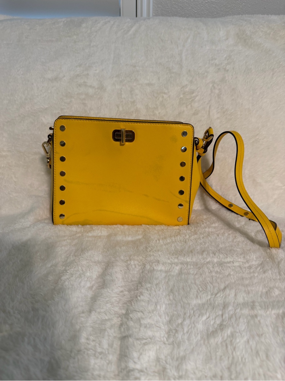 Michael Kors Yellow Studded Crossbody Bag with Turn-Lock